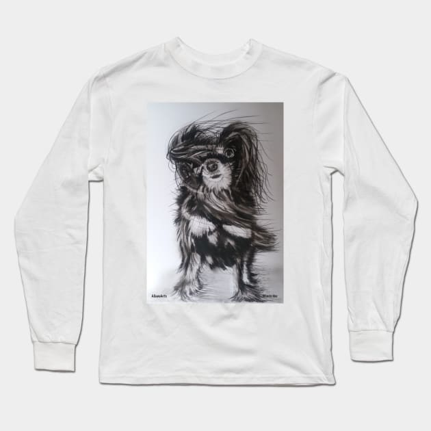 Dog on a 'Windy day' Long Sleeve T-Shirt by AllansArts